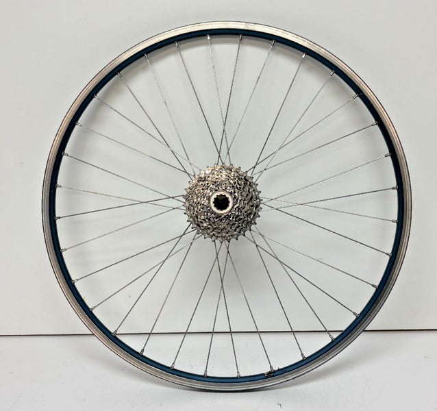 Vintage Mavic 8-Speed 32-Spoke Blue Aluminum Rear Wheel Deore XT FH-M737 Hub
