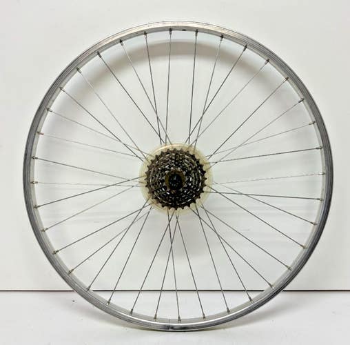 Vintage 7-Speed 36-Spoke Silver Aluminum 26" QR Rear Wheel Shimano Acera-X Hub