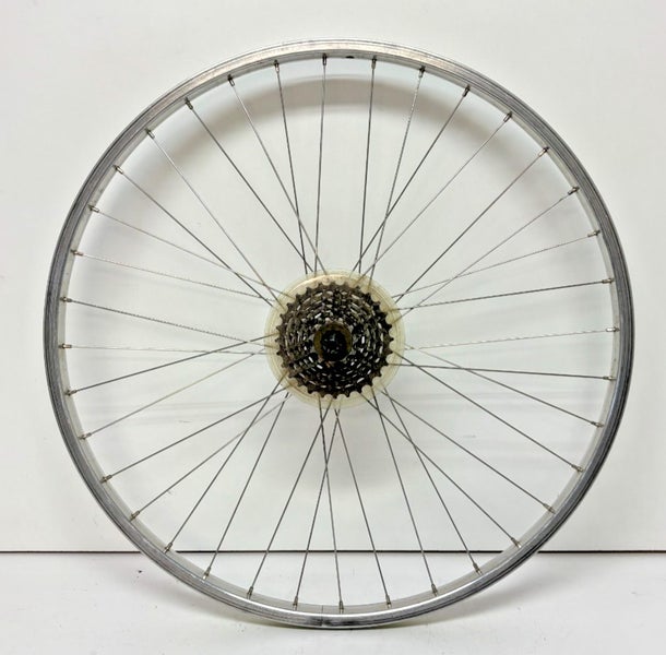 Vintage 7-Speed 36-Spoke Silver Aluminum 26" QR Rear Wheel Shimano Acera-X Hub