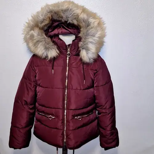nwt topshop puffer jacket womens 8 winter coat m maroon