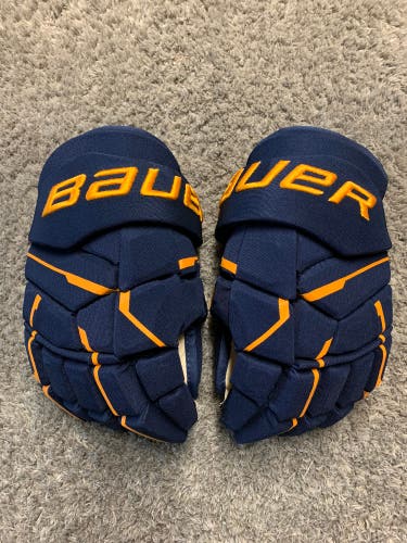 Bauer Supreme Mach Pro Stock Hockey Gloves 14" Blue/Yellow