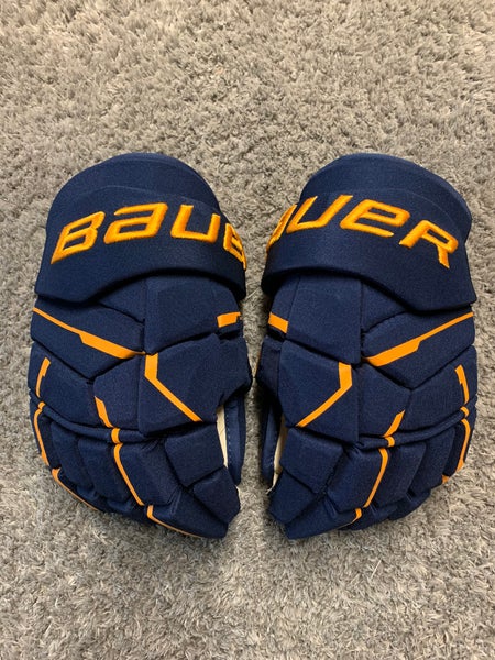 Bauer Supreme Mach Pro Stock Hockey Gloves 14" Blue/Yellow