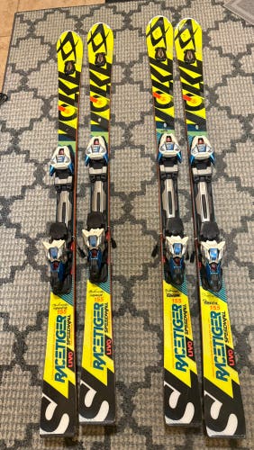 Unisex Volkl Racetiger SL 155 cm Racing Skis With Bindings Max Din 12 (Used)