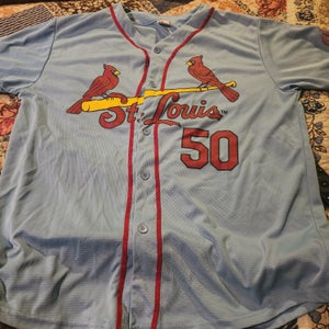 St. Louis Cardinals Adam Wainwright #50 Buttom Up Baby Blue Jersey