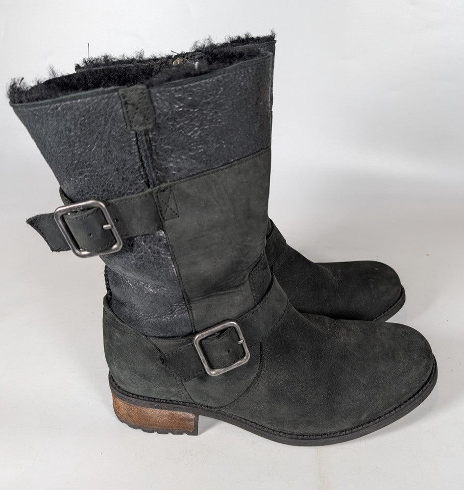 UGG Hartsville Boots Men\'s 8.5 Black Leather Waterproof Sheepskin Lined GBNC447 UGG Hartsville Boots Men main image 4