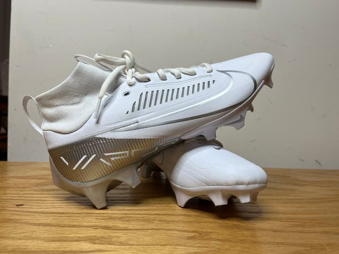 Nike Vapor Edge Pro 360 2 Football White Metallic Silver Men's Sz 8.5 USED