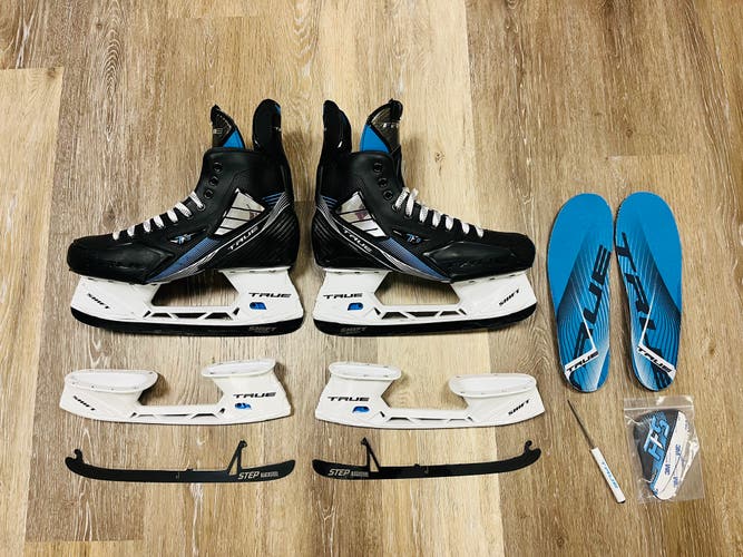 True TF9 Hockey Skates Regular Width 8.5 (Used) With Bonus Step Black Steel and Holders