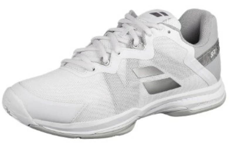 *NIB* WOMEN'S BABOLAT SFX 3 ALL COURT TENNIS SHOES (WHITE/SILVER) SZ 10.5