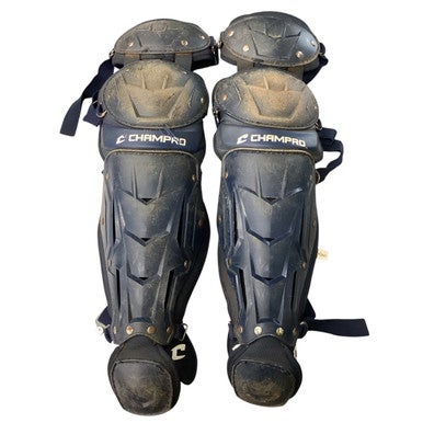 Used Champro SHIN GUARDS Catchers Leg Guards Navy Blue Intermed 11760-S000083447