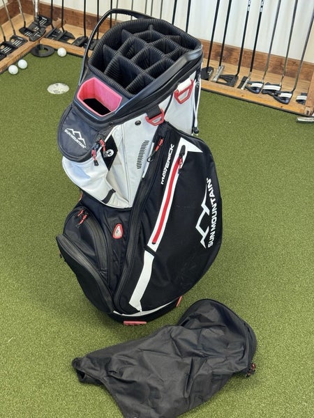 Sun Mountain Golf Maverick Cart Bag 14-Way Divider Black/White/Red Used W Cover