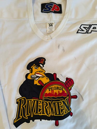 Peoria Rivermen Team Issued ECHL Practice Jersey White Size 54 Men's (Used)