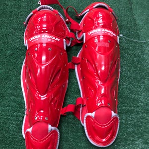 Red Adult Under Armour Victory Series Catcher's Leg Guard (New)