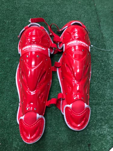 Red Adult Under Armour Victory Series Catcher's Leg Guard (New)