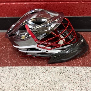 Used Chrome Silver Cascade XRS Pro Helmet | Goalie Throat Guard Included