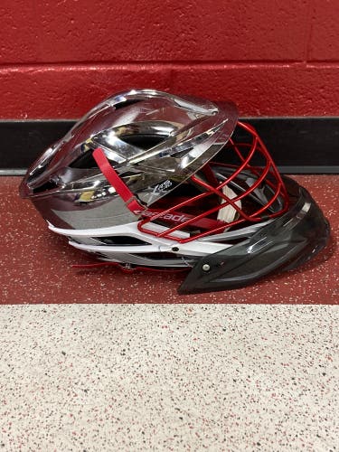 Used Chrome Silver Cascade XRS Pro Helmet | Goalie Throat Guard Included