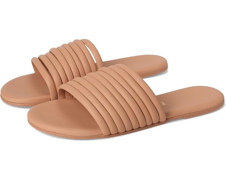 TKEES Caro Strappy Slide Womens US 8 Pout Leather Slip On Flat Sandals TLW217