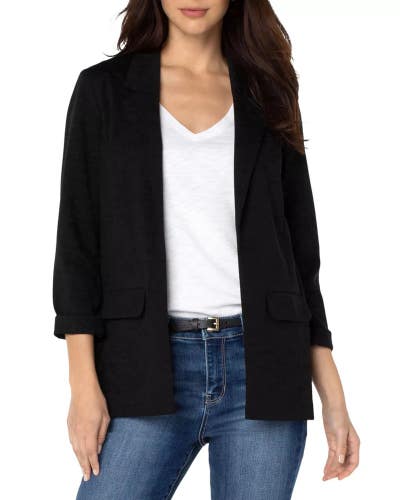 Liverpool Los Angeles Boyfriend Blazer Jacket Womens XS Black Notch Lapel TLW230