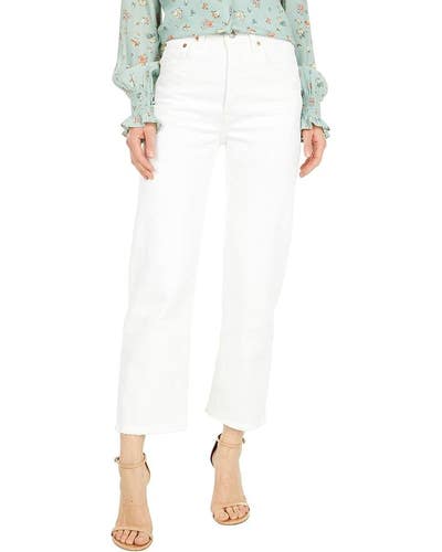Levi's Ribcage Ankle Jeans Womens 29X27 White Denim Pockets Straight Leg TLW195