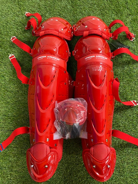 Red Under Armour UALG21WPRO Catcher's Leg Guard (New)