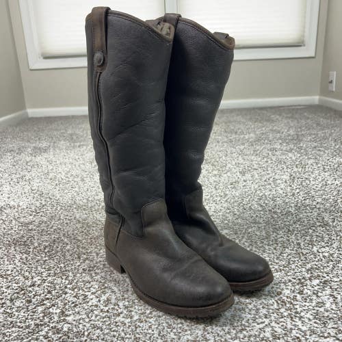 Frye Boots Womens Size 5.5 Brown Shearling Lined Tall Leather Riding Melissa