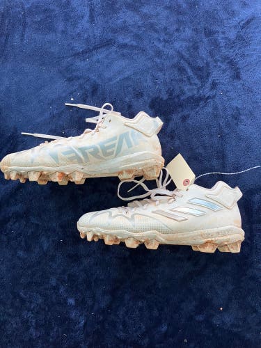 White Men's Size M 10.5 (W 11.5) Adult Adidas Freak Mid Top Cleats Molded Cleats (Used)