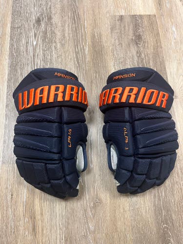 Warrior Alpha QX Pro Stock Hockey Gloves 14" Edmonton Oilers Navy/Orange