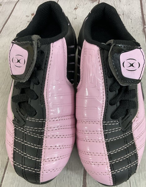 XARA Youth Size 11 Rubber Soccer Cleats Fold Over Tongue Light Pink PU Leather
