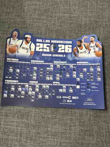 Dallas Mavericks NBA 2025 - 2026 Magnetic Schedule