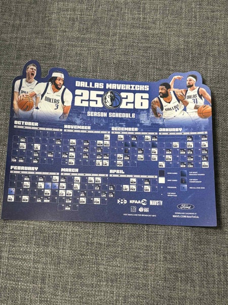 Dallas Mavericks NBA 2025 - 2026 Magnetic Schedule