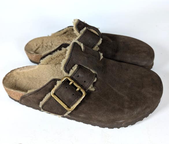 Birkenstock Boston Bold Gap Shearling Espresso Brown Leather Men's Size 44/11