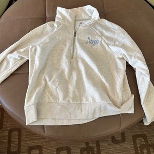 Johns Hopkins Women's Lacrosse Team-Issued, Creamy White 'Jays' Quarter Zip - Size L