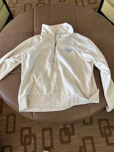 Johns Hopkins Women's Lacrosse Team-Issued, Creamy White 'Jays' Quarter Zip - Size L