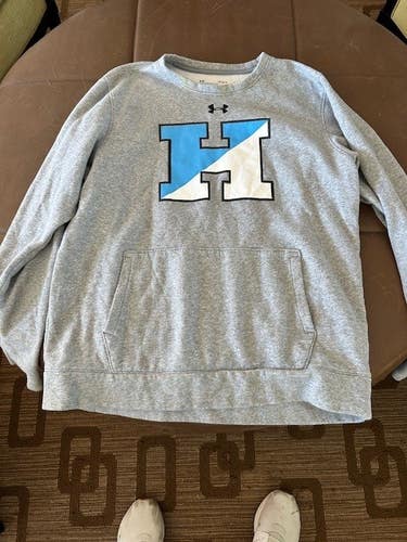 Johns Hopkins Women's Lacrosse Team-Issued, Grey 'Block H' Sweatshirt - Size L