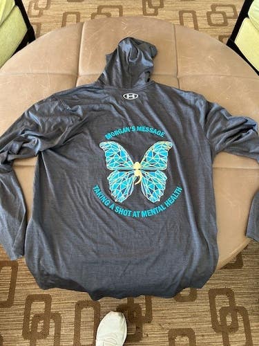Johns Hopkins Women's Lacrosse Team-Issued 'Morgan's Message' Black Hooded Shooting Shirt - Size L
