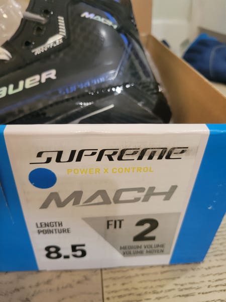Bauer Supreme Power X Control Mach Blue Skates Bauer Supreme Mach (Blue) Pro Stock Skates - Size 7.5, Fit 2  main image 2