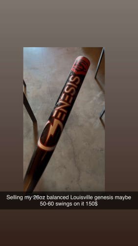 Louisville Slugger Genesis Bat 1 piece balanced 26 oz 34" (Used)