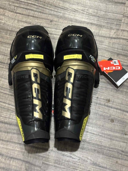 CCM ASV Pro Pro Stock Hockey Shin Pads, Senior Size 15”