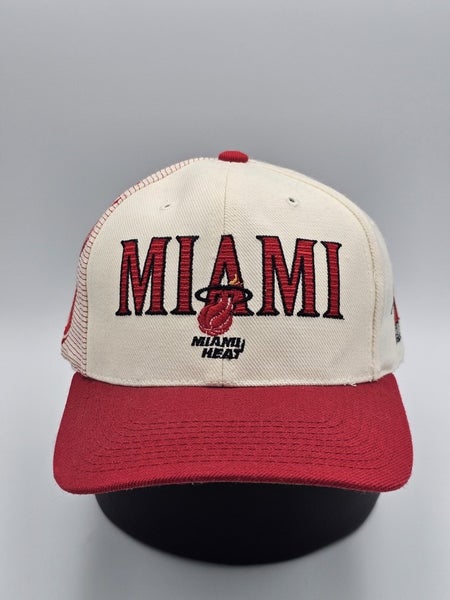Vintage NBA Miami Heat Sports Specialties White Laser Vtg Hat Cap Snapback