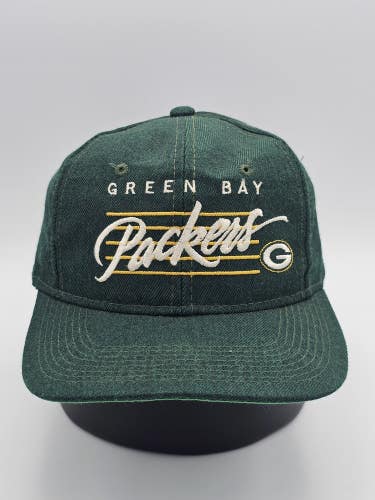 Vintage Green Bay Packers NFL Drew Pearson Wool Bar Script Snapback Cap Vtg Hat