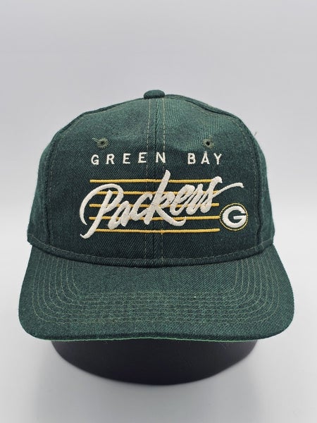 Vintage Green Bay Packers NFL Drew Pearson Wool Bar Script Snapback Cap Vtg Hat