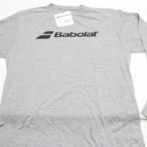 NWT MEN'S BABOLAT LONGSLEEVE LOGO TEE (HTHR GRAY) POLY / COTTON BLEND. LARGE