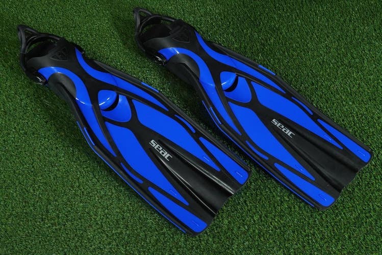 SEAC F1S OPEN HEEL DIVE FINS BLUE / BLACK, SIZE LARGE / XL - NEVER USED!!