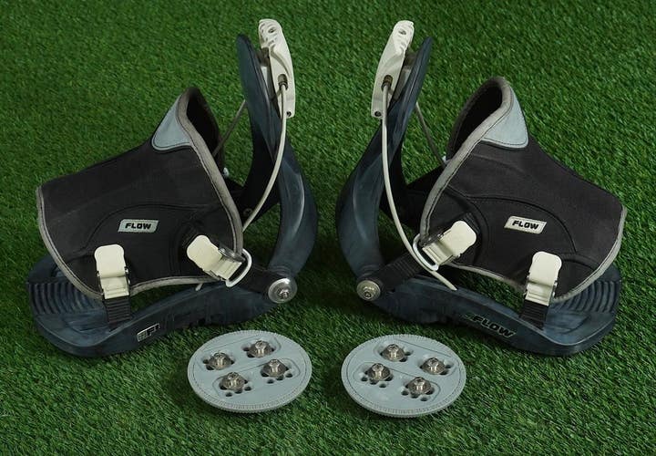 FLOW SNOWBOARD BINDINGS QUICK RELEASE BLACK & GRAY, SIZE LARGE/XL + DISCS