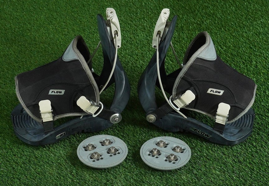 FLOW SNOWBOARD BINDINGS QUICK RELEASE BLACK & GRAY, SIZE LARGE/XL + DISCS