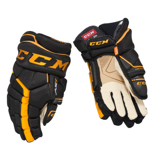 New CCM Black/Yellow Super Taks AS1 Gloves | 13" | #191520262150