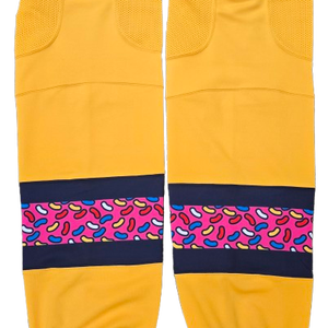 SP CUSTOM PRO HOCKEY SOCKS SPRINGIELD THUNDERBIRDS ICE-O-TOPES PRO STOCK USED (2) (14578)