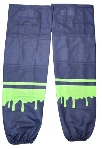 SP CUSTOM PRO HOCKEY SOCKS SPRINGIELD THUNDERBIRDS ICE-O-TOPES PRO STOCK USED (3) (14579)