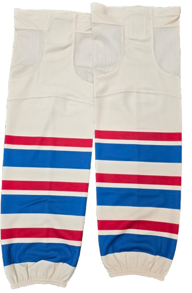 SP CUSTOM PRO HOCKEY SOCKS SPRINGIELD THUNDERBIRDS TEDDY BEAR TOSS NIGHT PRO STOCK USED (14580)