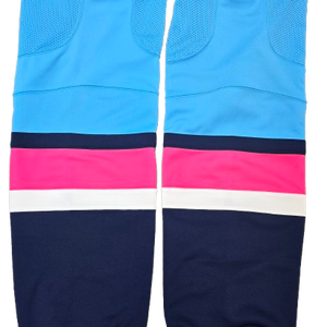 SP CUSTOM PRO HOCKEY SOCKS SPRINGIELD THUNDERBIRDS PINK IN THE RINK NIGHT PRO STOCK USED (14582)
