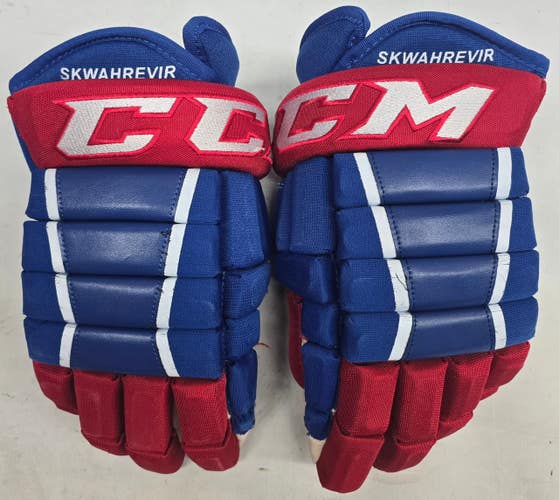 CCM HG97 Pro Stock Custom Hockey Gloves 14" NCAA Used UML (14593)